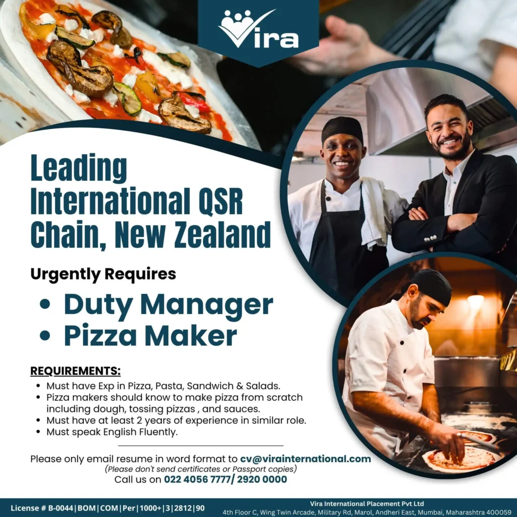 Hiring for Leading International QSR Chain - New Zealand! - Hospitality Jobs