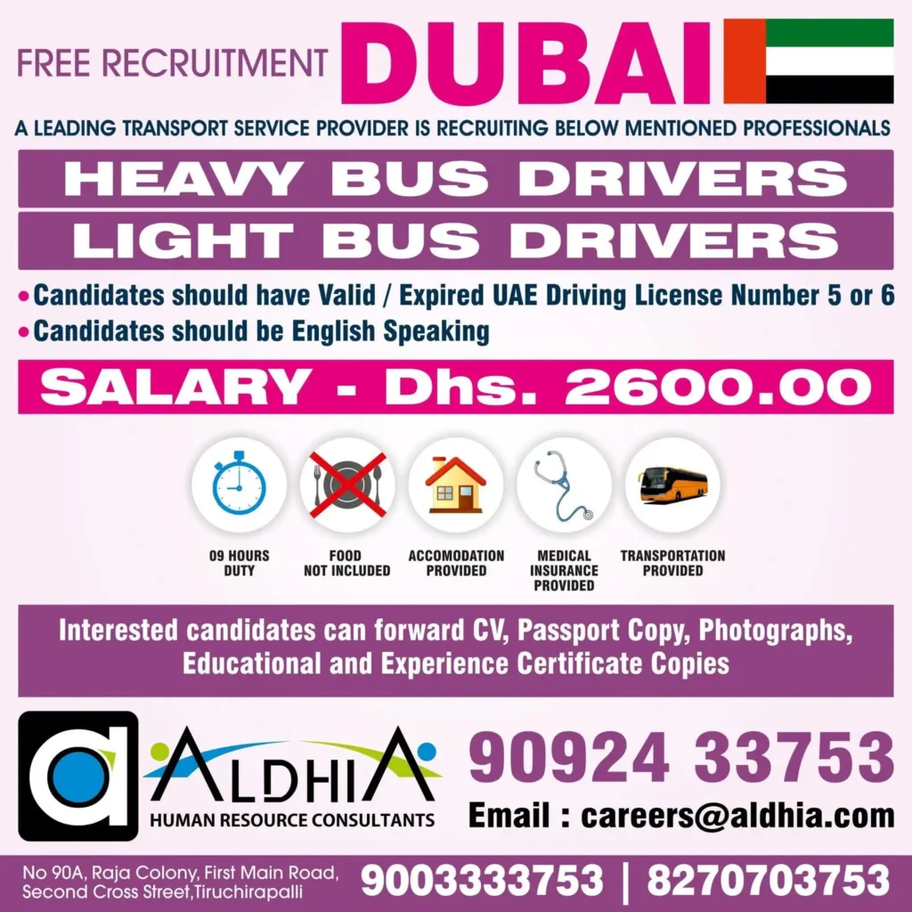 Free Recruitment, Driver Jobs in Dubai - Apply Now
