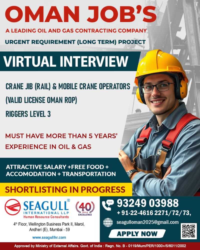 Oman Hiring Crane Operators & Riggers – Long-Term Oil & Gas Project