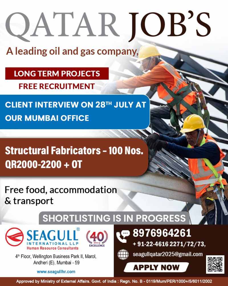 Qatar Jobs 2025 - Structural Fabricators Hiring  Free Recruitment  Apply Now